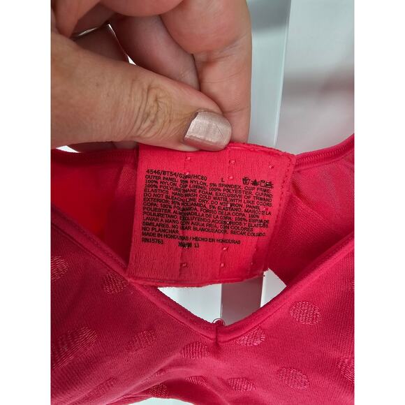 Vintage 1990s Bali Womens Sz L Wire Free T Shirt Bra Pink Polka Dot Print - Picture 3 of 4